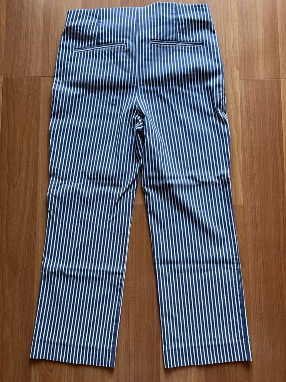 Chico’s Blue White Striped Pants Straight Leg Size 0 - Picture 7 of 12